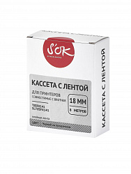 Кассета с лентой S'OK by Sakura Printing TZEFX141 для Brother,  черный на прозрачном, 18мм/8м , наклейка