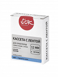 Кассета с лентой S'OK by Sakura Printing K4LBP для Epson , черный на синем, 12мм/8м