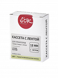 Кассета с лентой S'OK by Sakura Printing K5GBF для Epson , черный на флуоресцентном зеленом, 18мм/5м