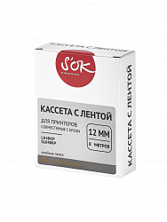 Кассета с лентой S'OK by Sakura Printing K4BKP для Epson , золотой на черном, 12мм/8м