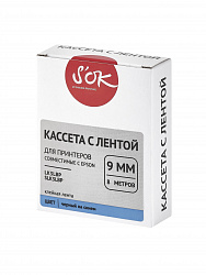 Кассета с лентой S'OK by Sakura Printing K3LBP для Epson , черный на синем, 9мм/8м