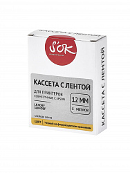 Кассета с лентой S'OK by Sakura Printing K4DBF для Epson , черный на флуоресцентном оранжевом, 12мм/5м