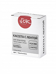 Кассета с лентой S'OK by Sakura Printing BLK6WBA14 для Epson , черный на белом, φ14мм/2.5м