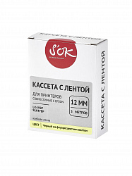 Кассета с лентой S'OK by Sakura Printing K4YBF для Epson , черный на флуоресцентном желтом, 12мм/5м