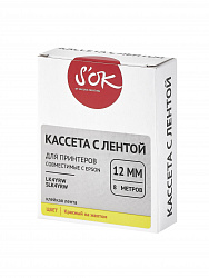 Кассета с лентой S'OK by Sakura Printing K4YRW для Epson , красный на желтом, 12мм/8м